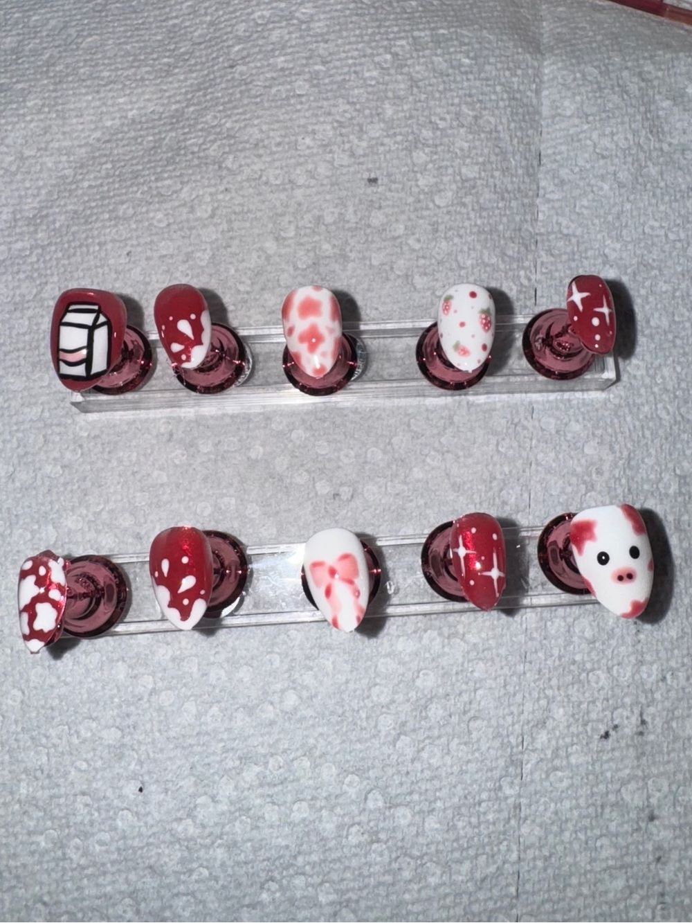 Handmade Strawberry Milk press on nails